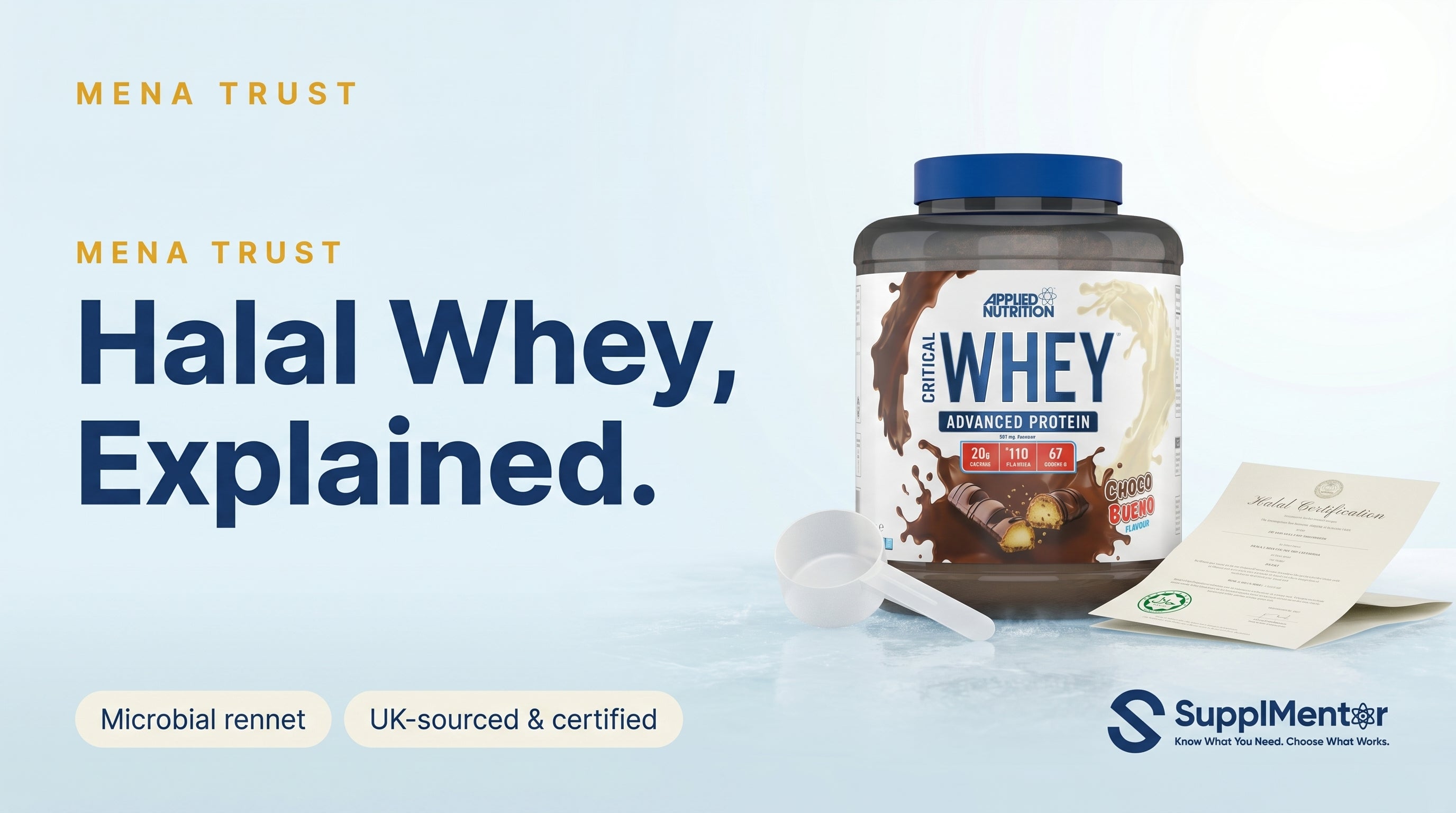 Halal whey protein with HFA UK certification document