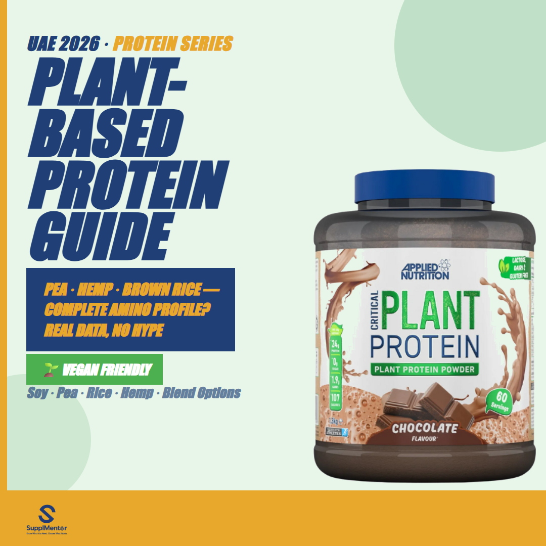 Plant Protein UAE 2026: Pea, Soy, Rice Compared (Evidence-Based)