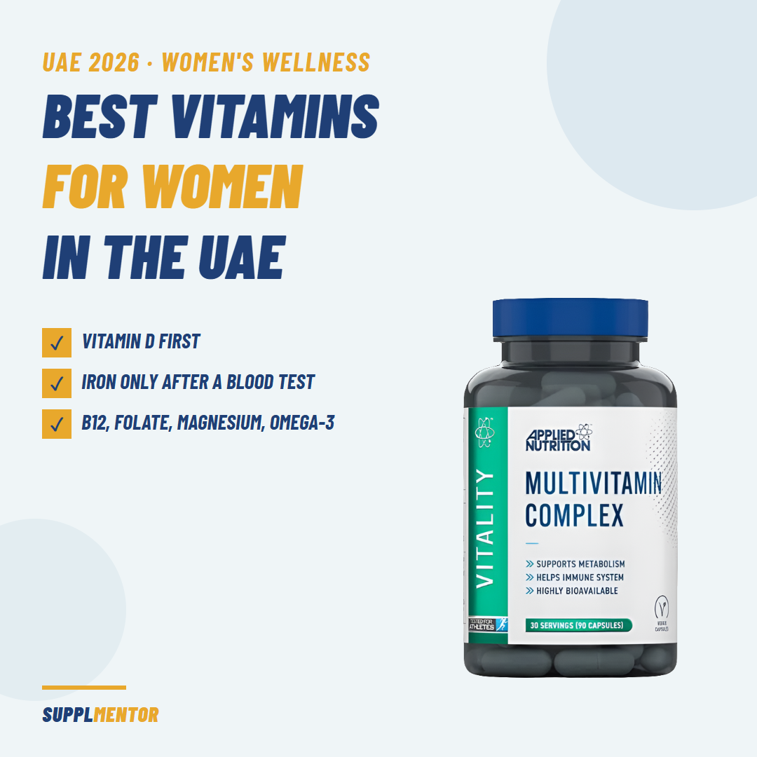 Best vitamins for women in the UAE 2026: vitamin D first, iron only after a blood test, Applied Nutrition Multi-Vitamin Complex
