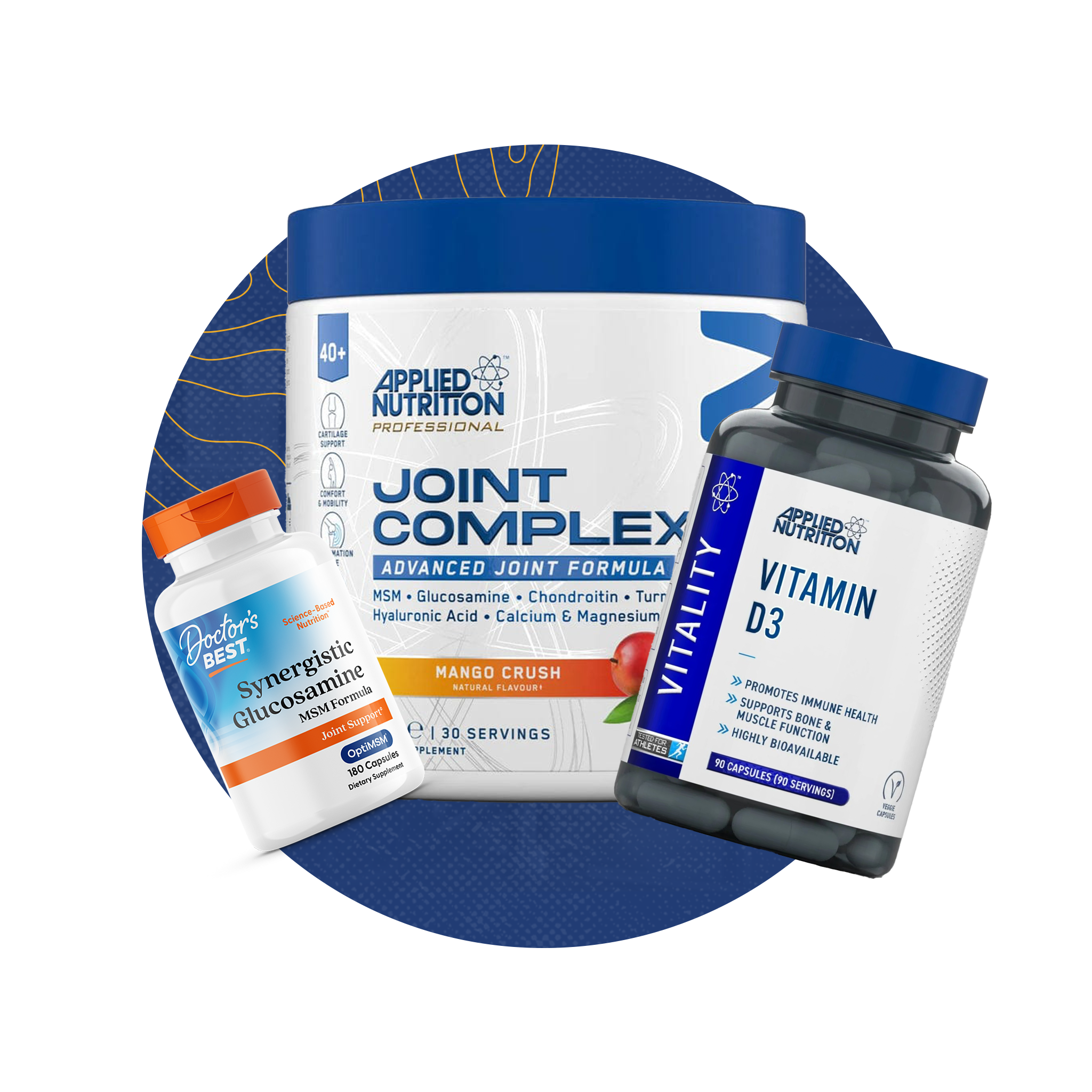 Bone and Joint Health supplement collection banner supporting skeletal strength and mobility