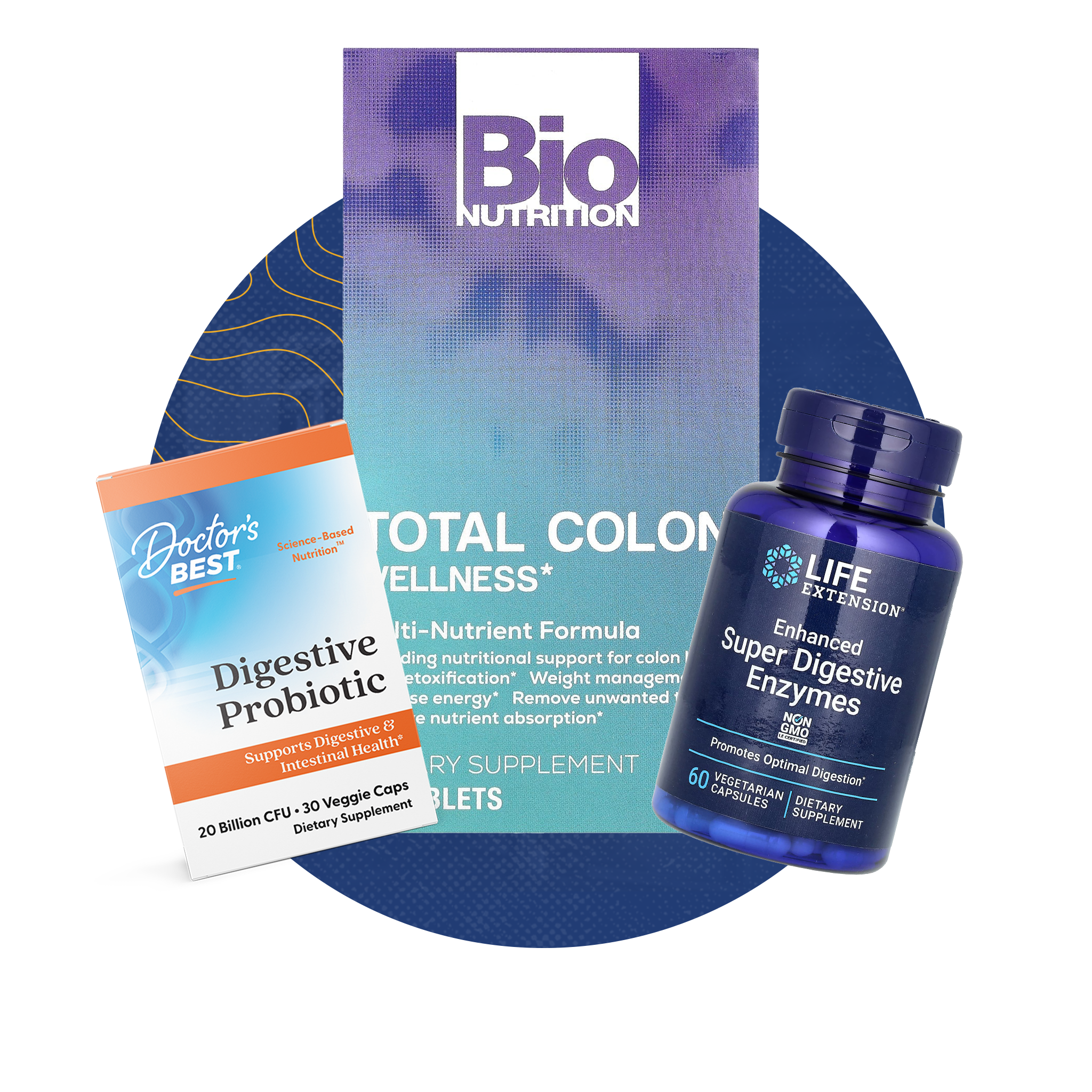 Digestive Health supplement collection banner featuring gut health and probiotic products