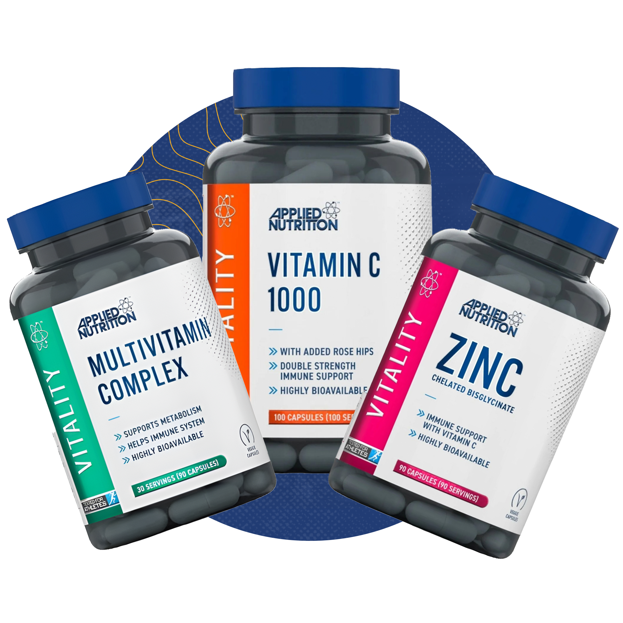 Immune Support supplement collection banner with health and immunity-boosting products