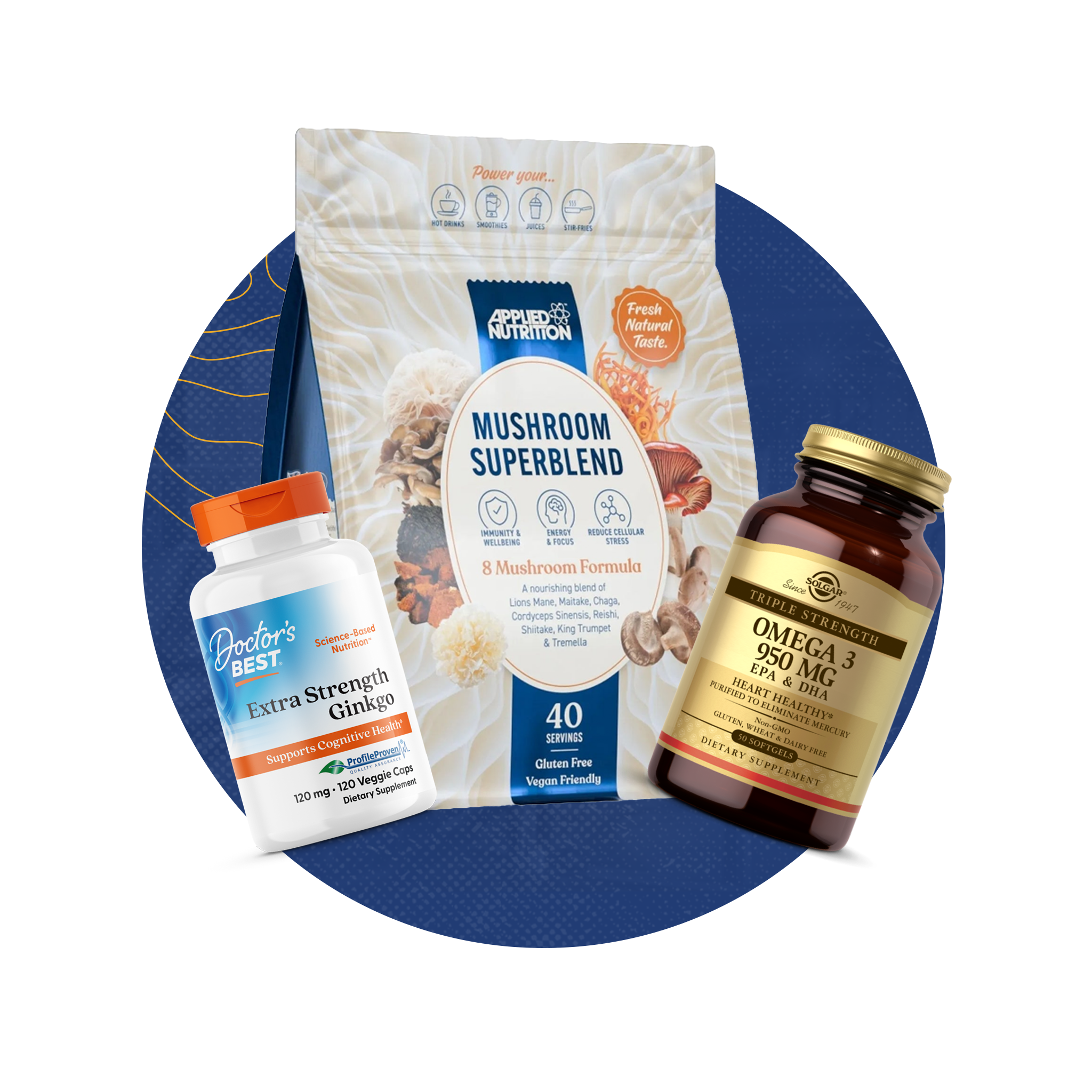 Brain and Memory supplement collection banner for cognitive function and mental clarity