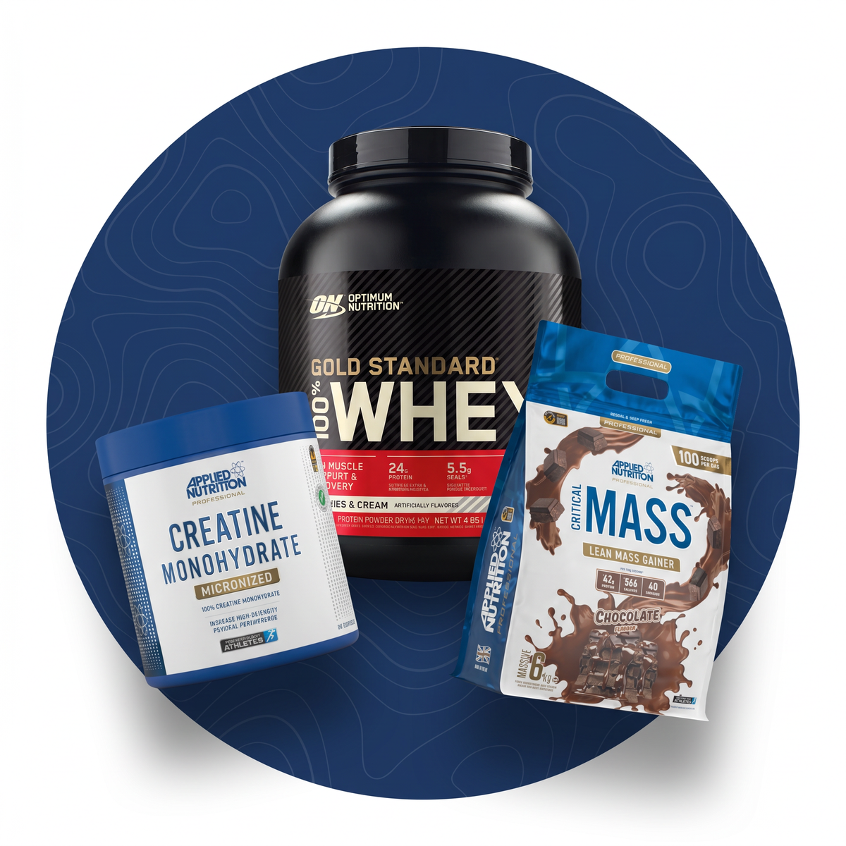 Muscle building - Gold Standard Whey, Creatine, Critical Mass gainer