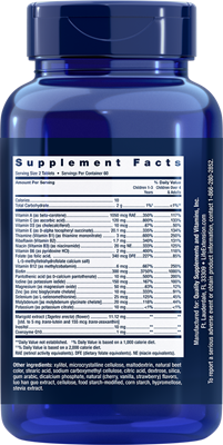 Life Extension Children's Formula Mix supplement facts showing vitamins and minerals for kids