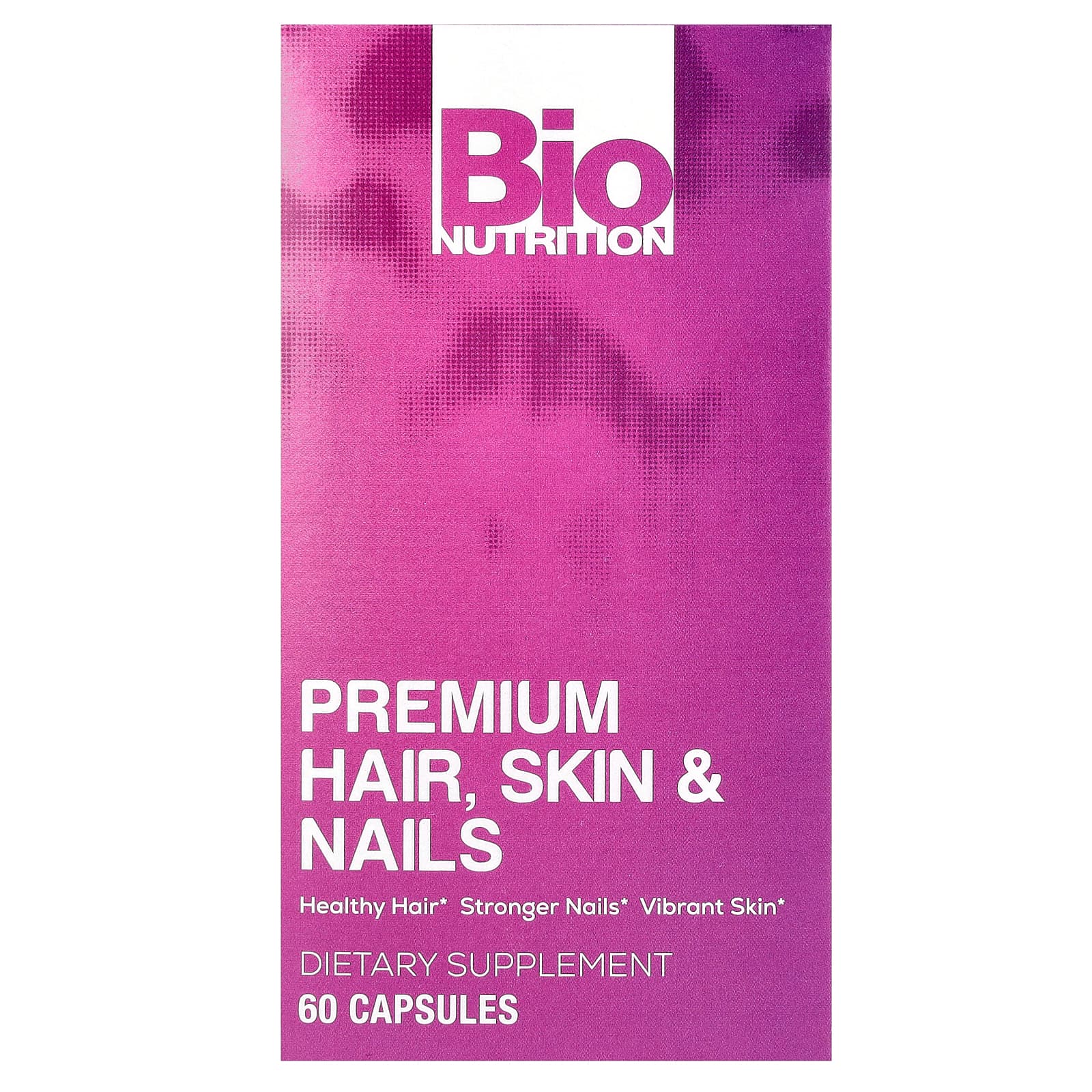Bio Nutrition Premium Hair Skin and Nails beauty supplement, 60 capsules front packaging