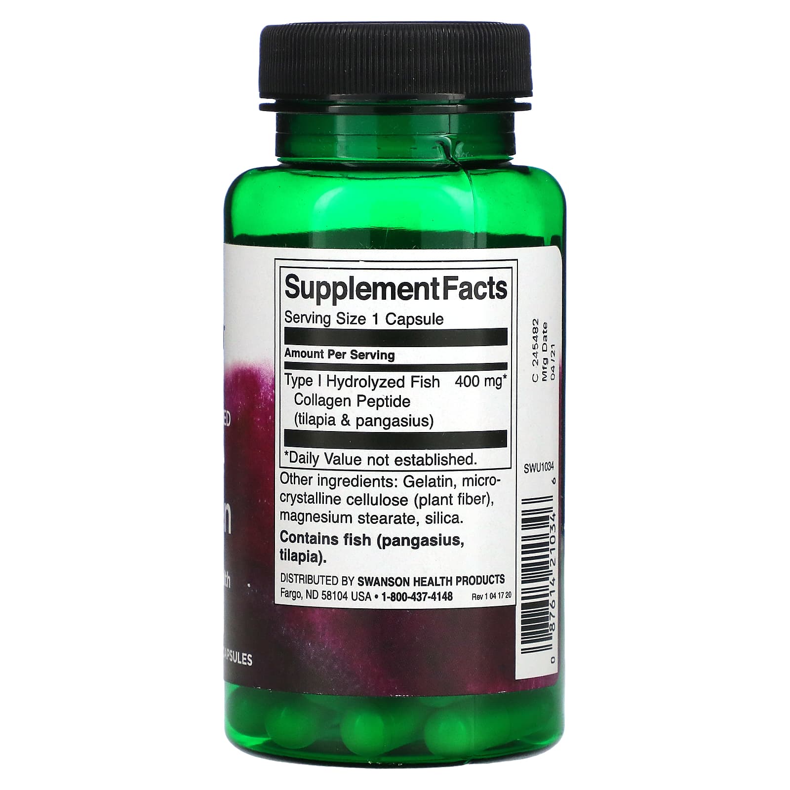 Swanson Marine Collagen supplement back panel showing ingredients and usage directions