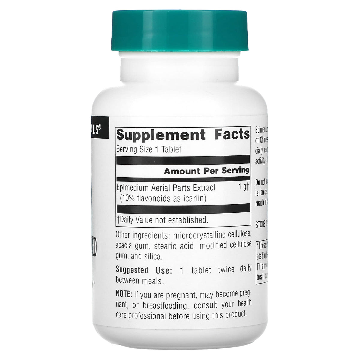 Source Naturals Horny Goat Weed tablets supplement facts panel and dosage information
