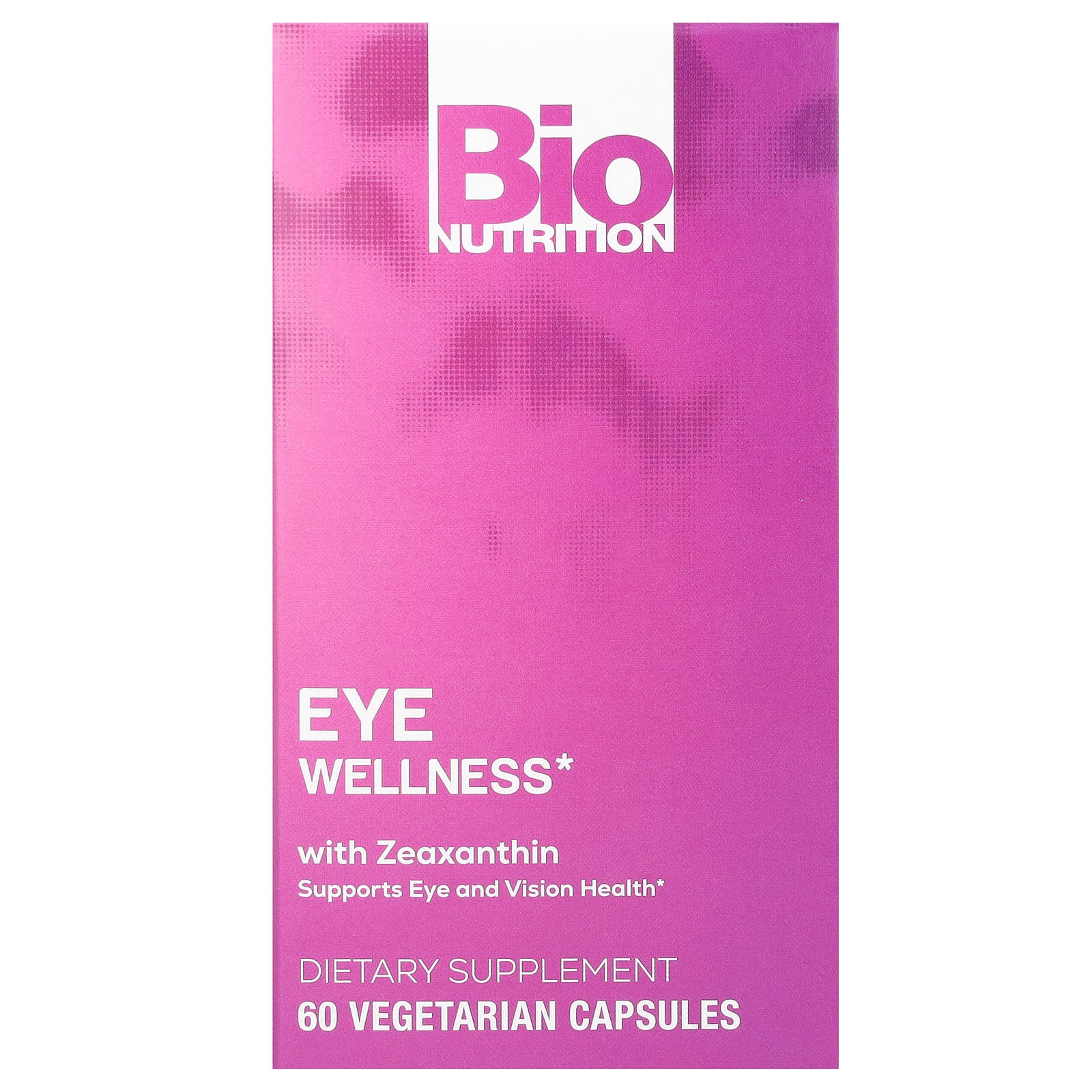 Bio Nutrition Eye Wellness with Zeaxanthin supplement, 60 vegetarian capsules front view