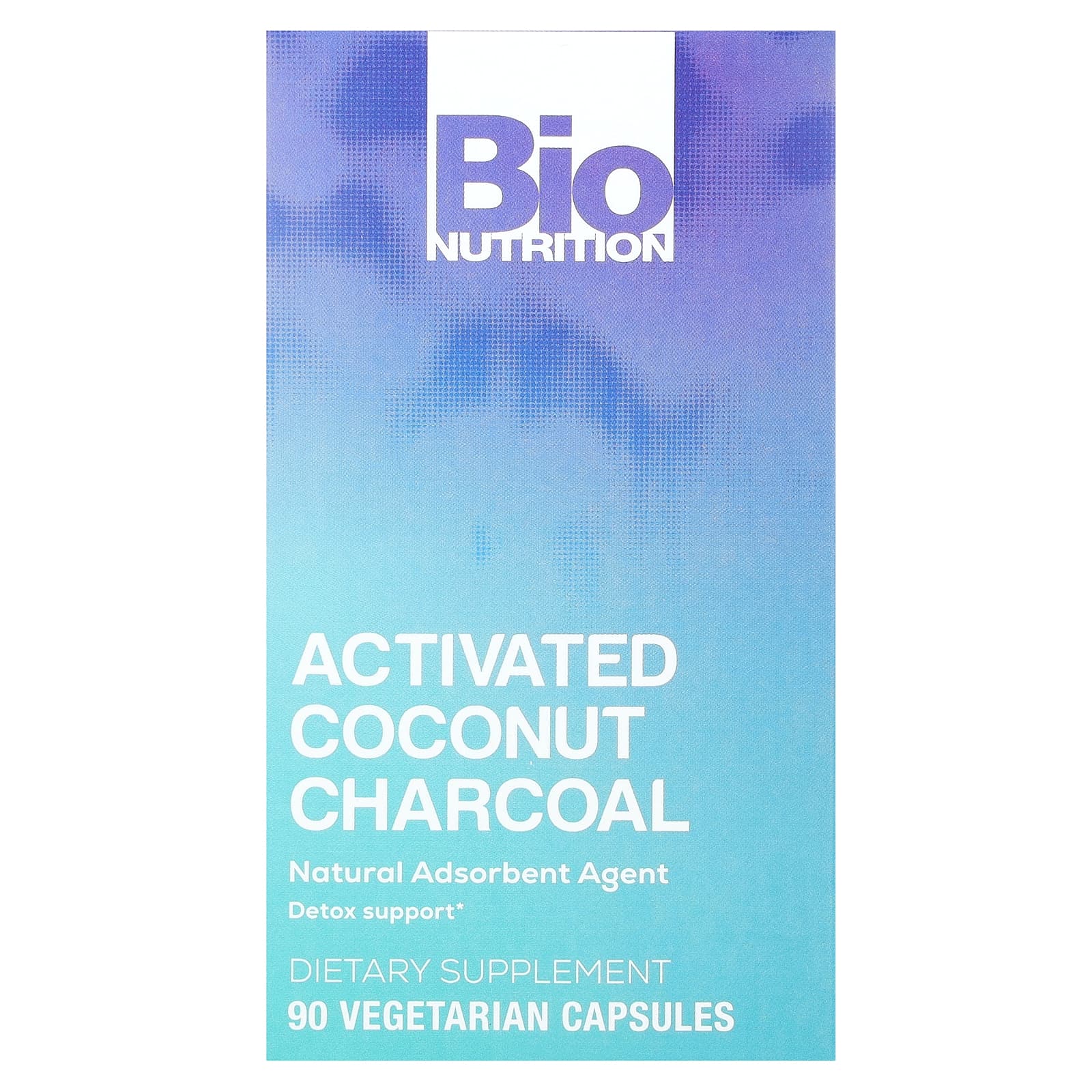 Bio Nutrition Activated Coconut Charcoal 260mg vegetarian capsules front product packaging