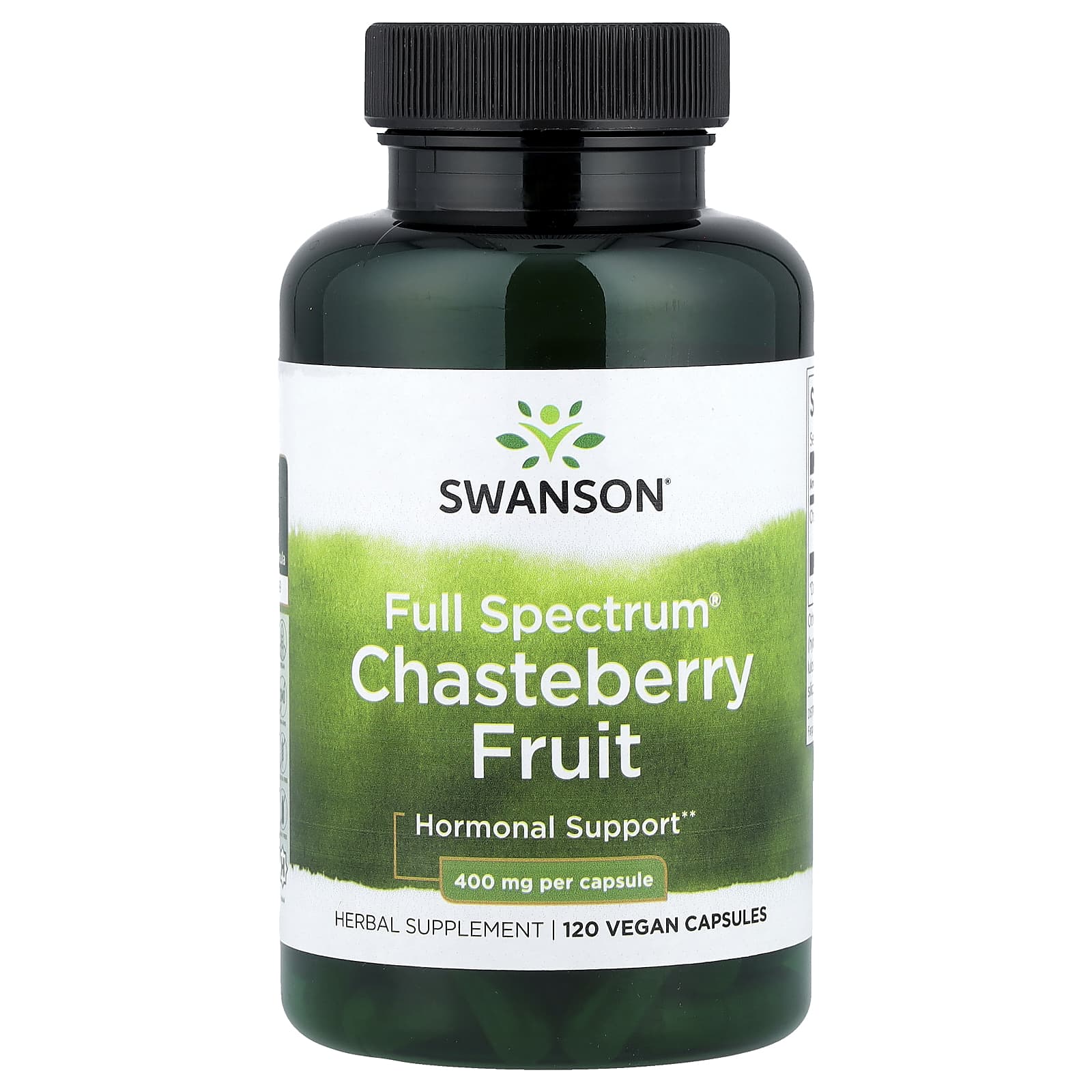 Swanson Full Spectrum Chasteberry Fruit 400mg 120 vegan capsules herbal supplement bottle