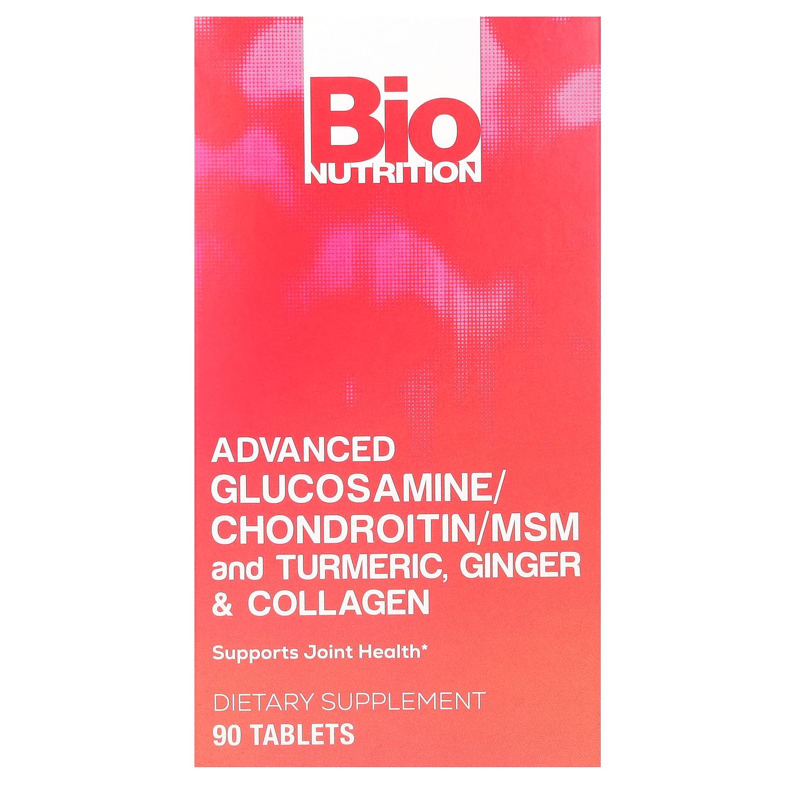 Bio Nutrition Advanced Glucosamine Chondroitin MSM Turmeric Ginger Collagen 90 tablets front