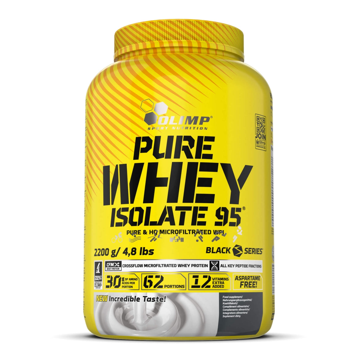 Olimp Pure Whey Isolate 95 vanilla flavor 4.8 lb jar front view protein supplement packaging