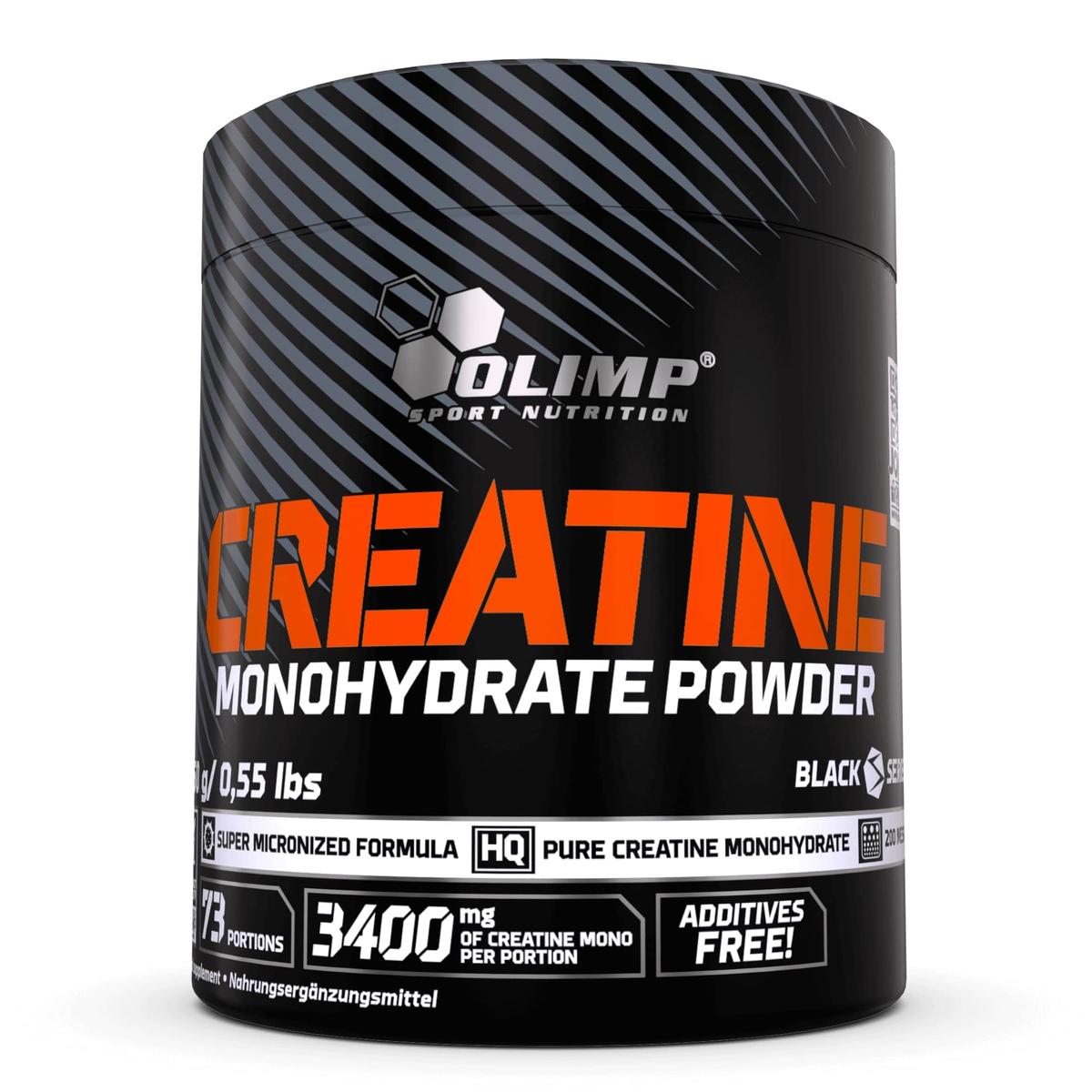 Olimp Creatine Monohydrate Powder 250g unflavored performance supplement container