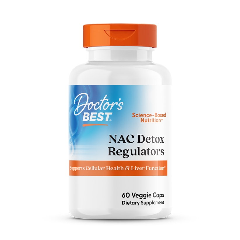 Doctor's Best NAC Detox Regulators front packaging, 60 veggie capsules antioxidant supplement