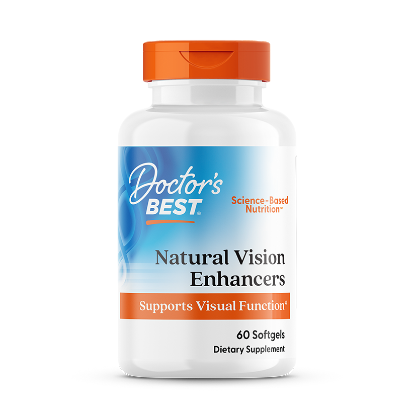 Doctor's Best Natural Vision Enhancers with FloraGlo Lutein front packaging, 60 softgels