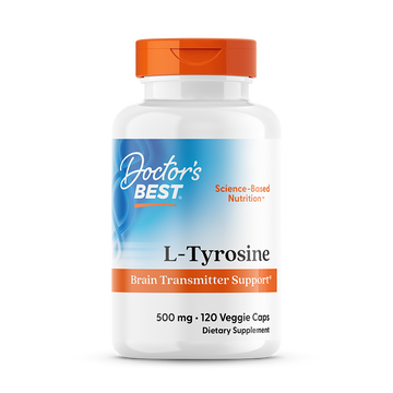 Doctor's Best L-Tyrosine 500mg 120 veggie caps front packaging for cognitive and mood support