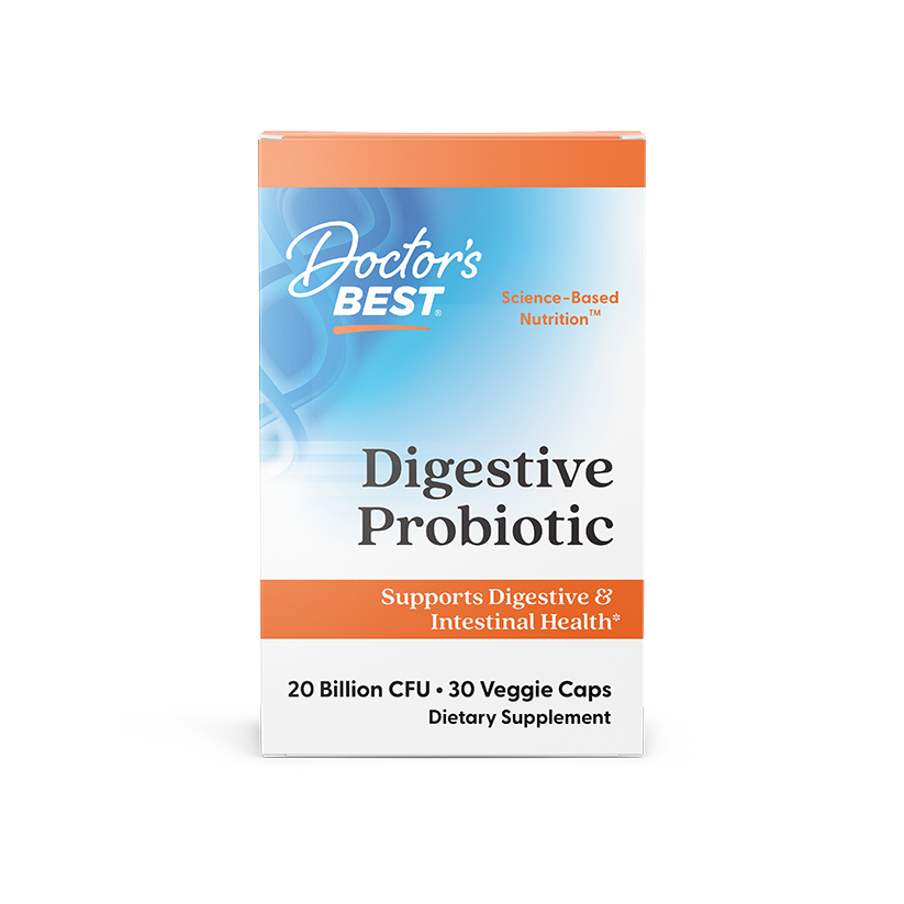 Doctor's Best Digestive Probiotic with Howaru 20 Billion CFU 30 veggie caps front packaging