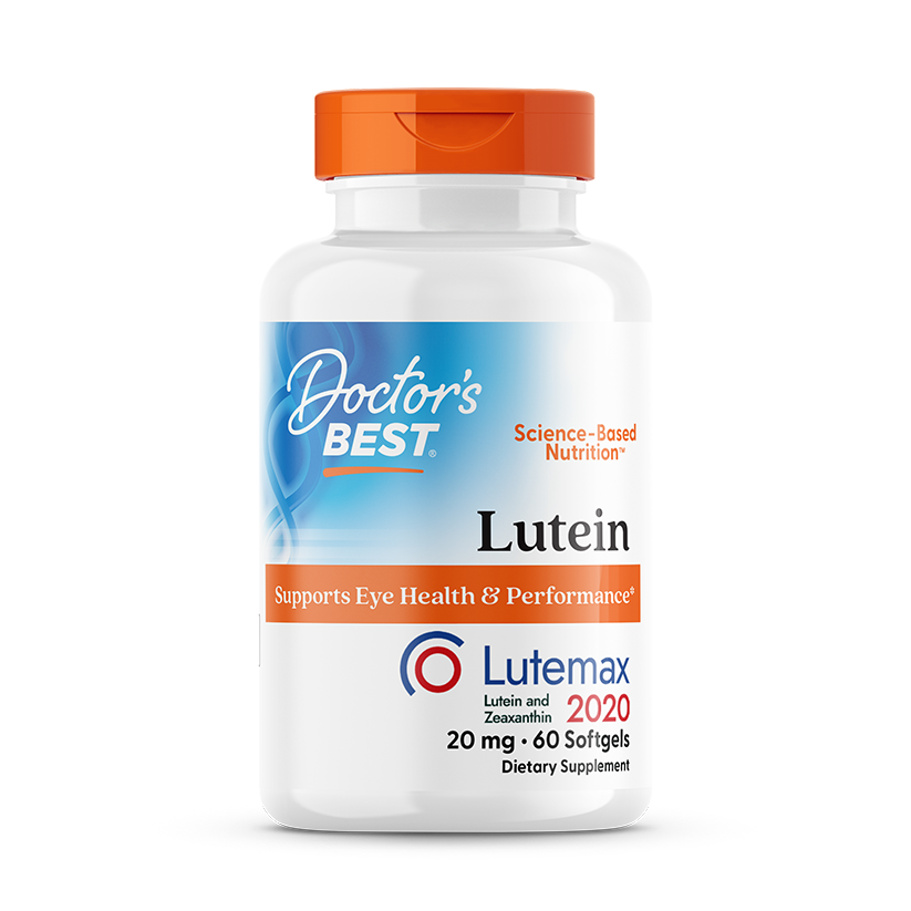 Doctor's Best Lutein with Lutemax 2020 20mg 60 softgels eye health supplement front view