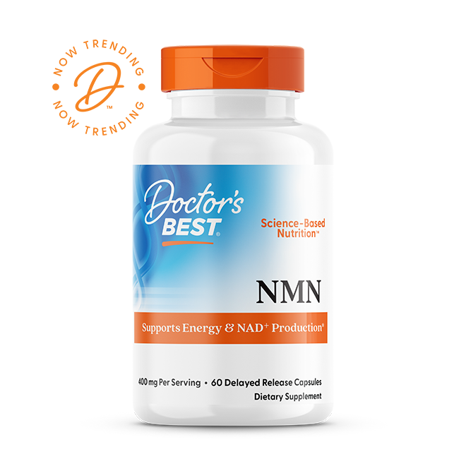 Doctor's Best NMN 400mg per serving trending product front view, 60 delayed release capsules