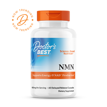 Doctor's Best NMN 400mg per serving trending product front view, 60 delayed release capsules