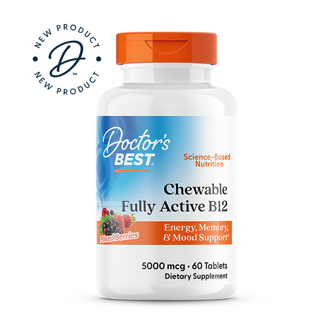 Doctor's Best Chewable Fully Active B12 Mixed Berries 5000mcg 60 tablets front packaging view