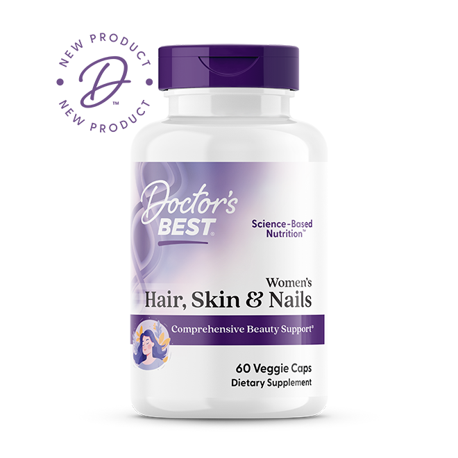 Doctor's Best Women's Hair Skin and Nails 60 veggie caps beauty supplement front view