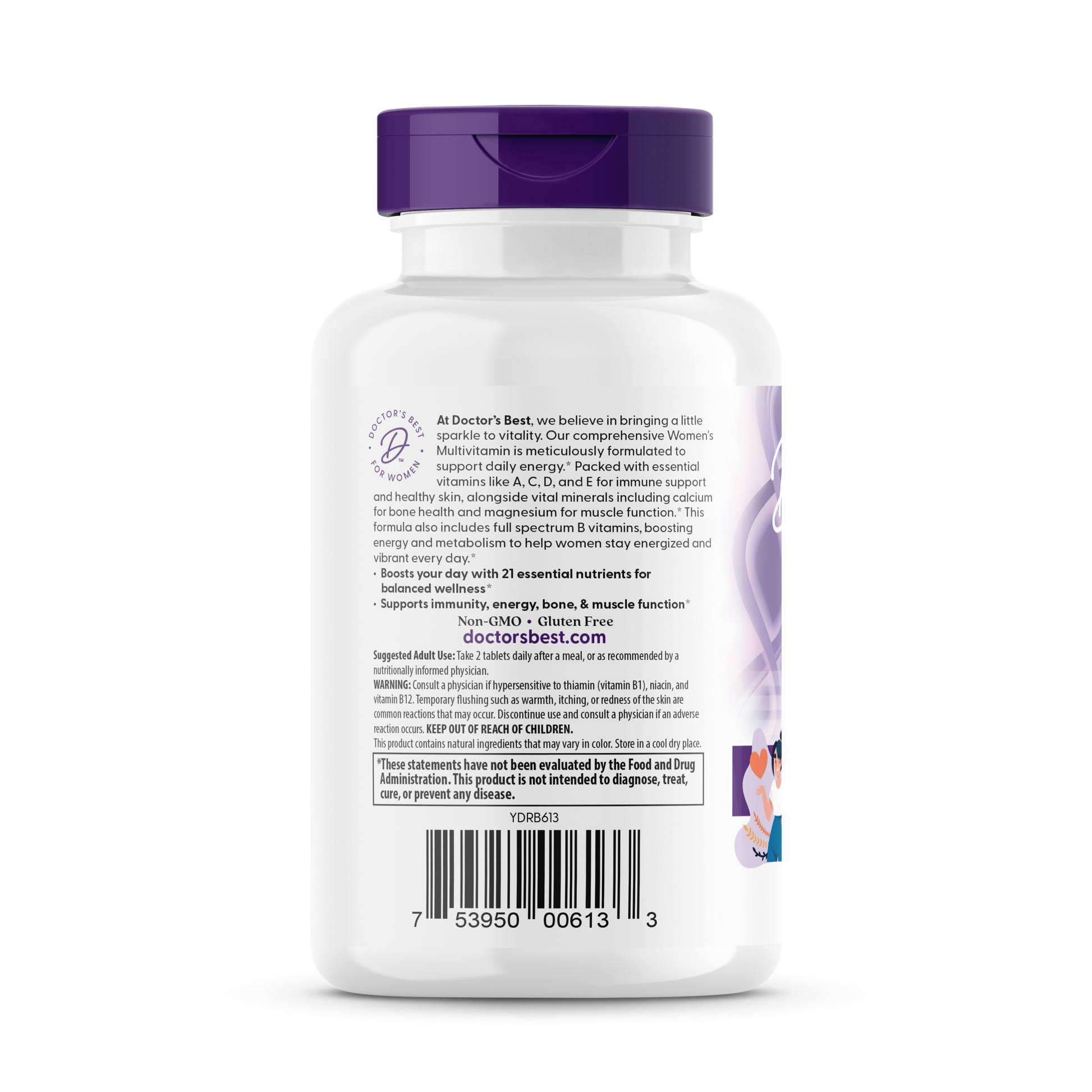 Doctor's Best Women's Multi-Vitamin 120 tablets back label with ingredient details