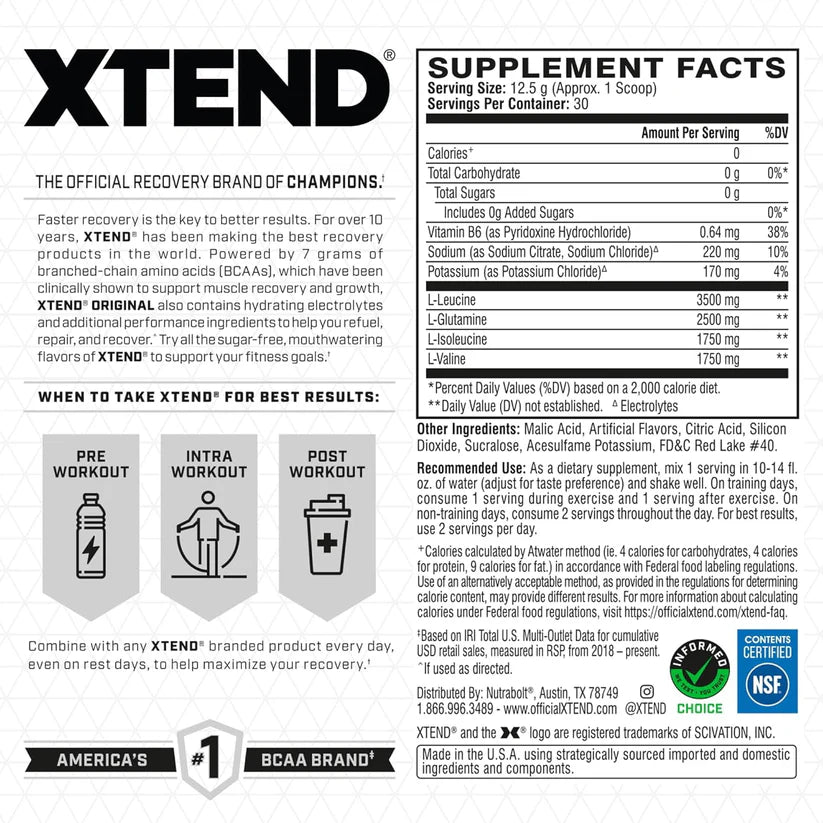 Scivation Xtend BCAA 441g lifestyle fitness image showing muscle recovery supplement benefits