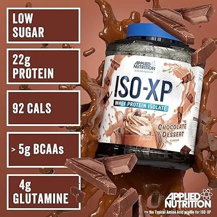 Applied Nutrition ISO-XP Whey Isolate back panel view with full ingredient list and usage directions