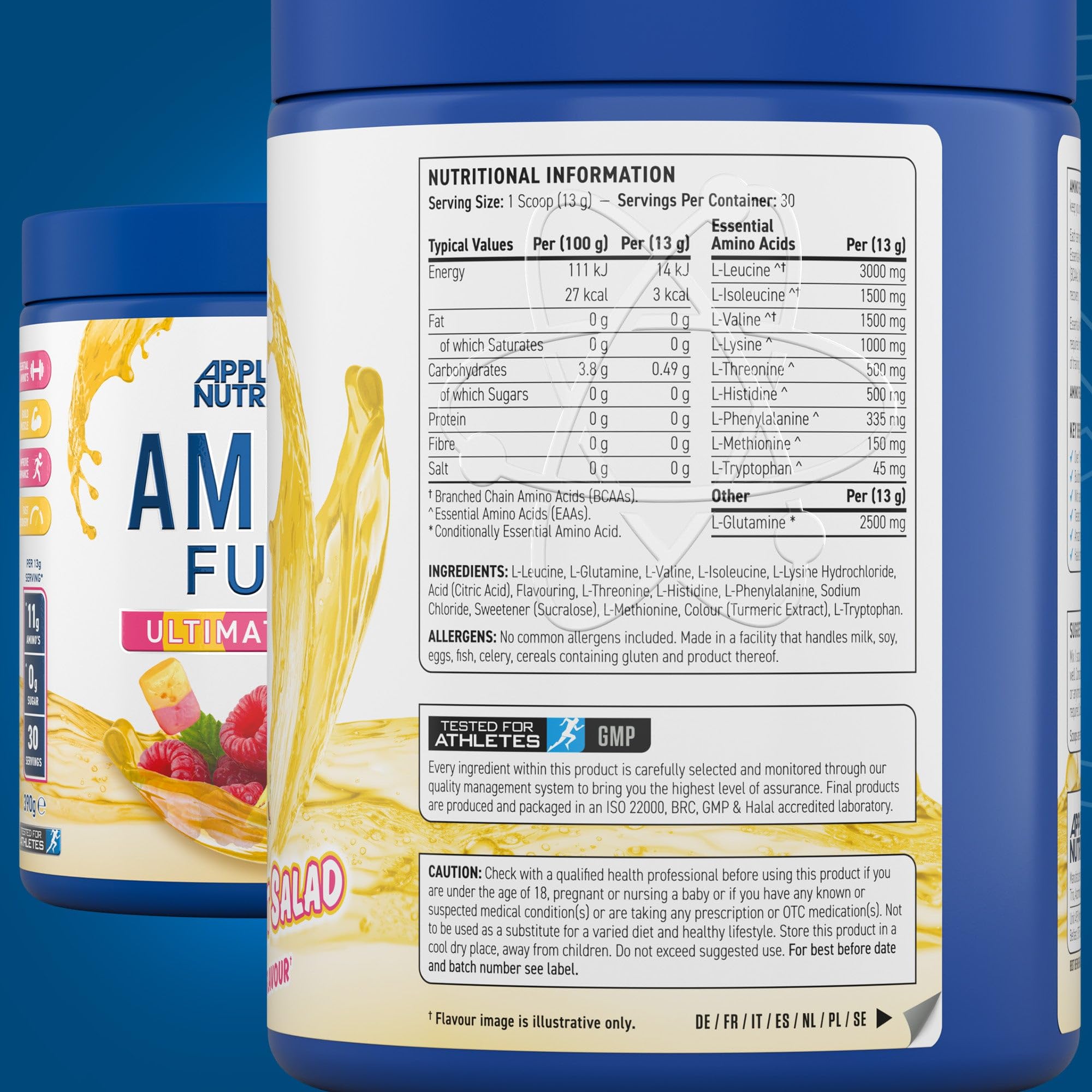 Amino Fuel EAA essential amino acids supplement tub close-up detail product view