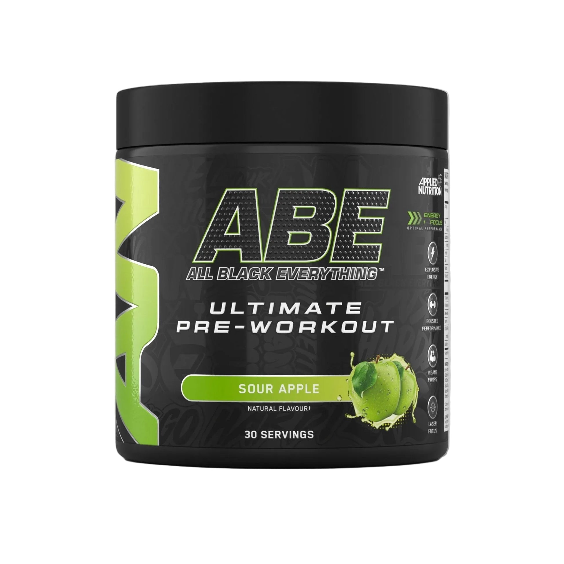 Applied Nutrition ABE Pre-Workout 375g Sour Apple flavour potent training energy supplement