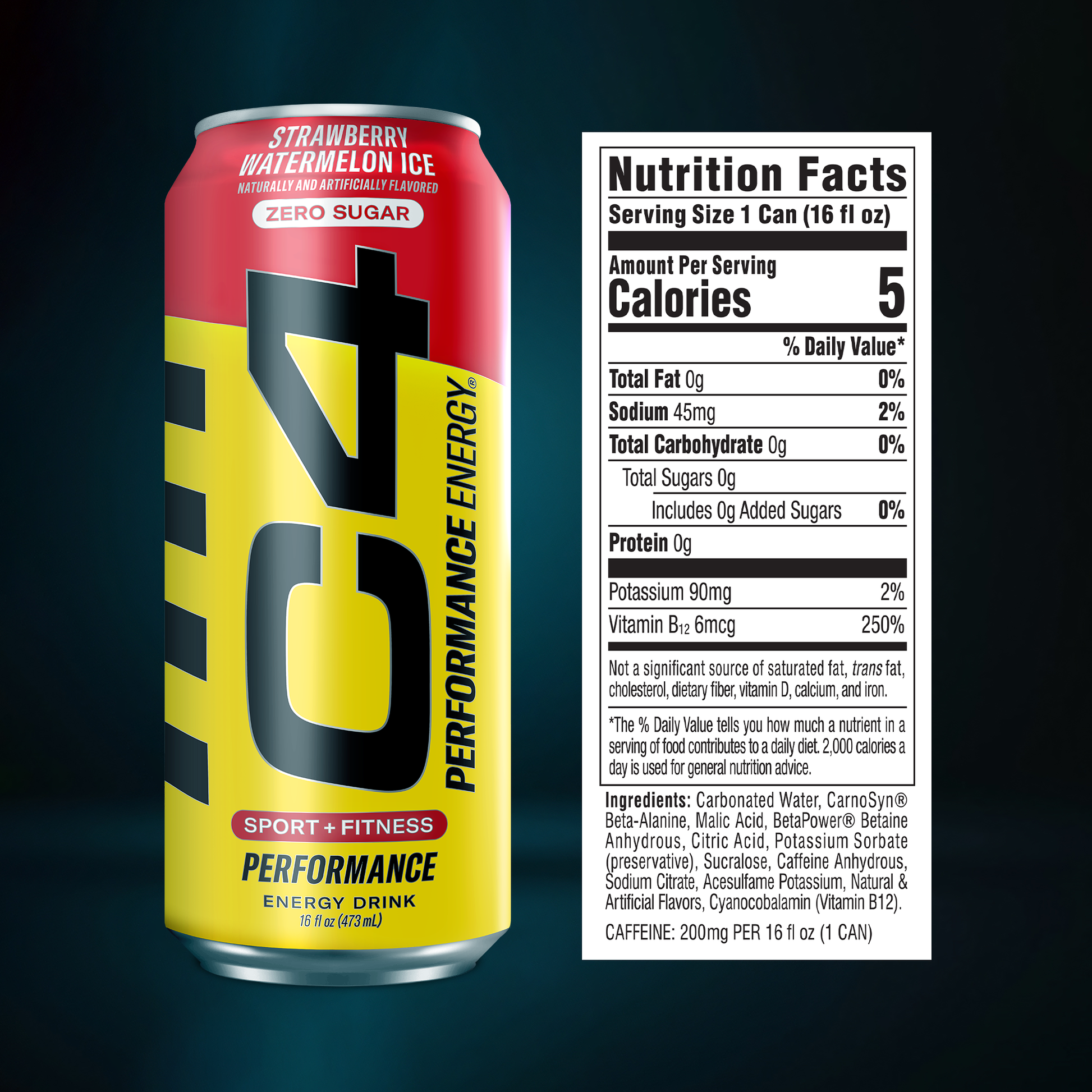 C4 Energy Original nutrition facts label strawberry watermelon ice certified for sport drink