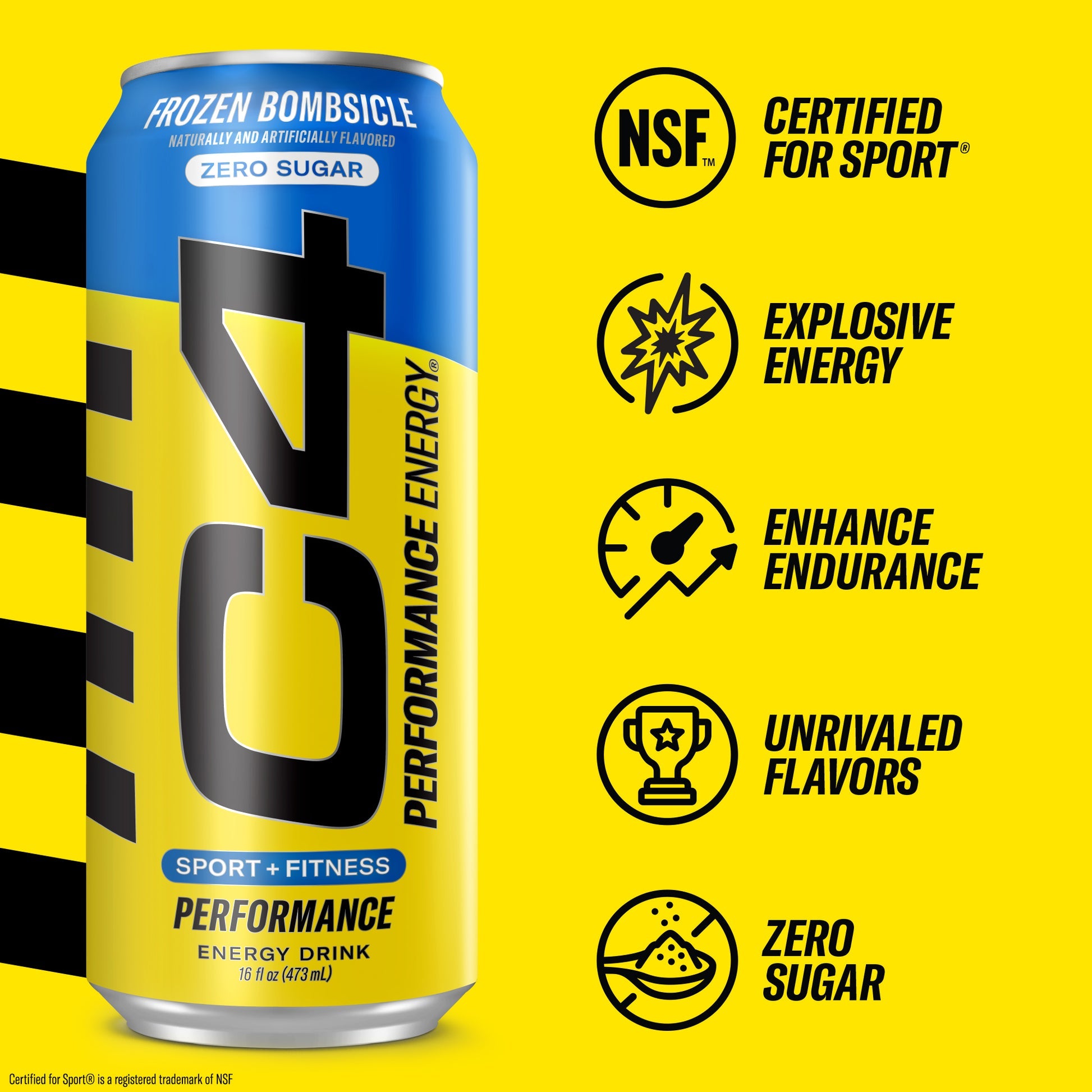 C4 Energy Carbonated drink certified for sport lifestyle image showing performance energy blend