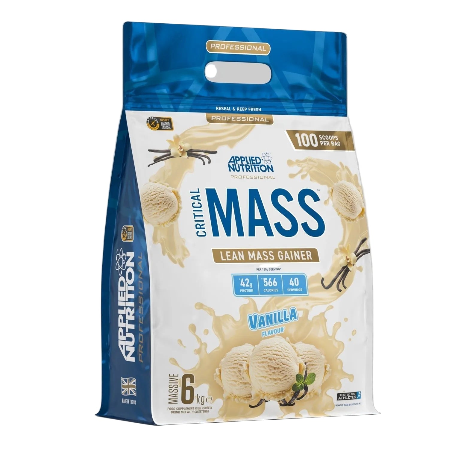 Applied Nutrition Critical Mass Professional 6kg Vanilla flavor lean mass gainer container