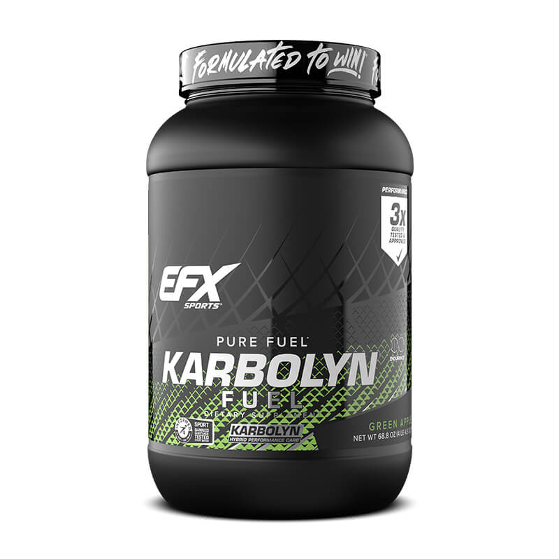 EFX Sports Karbolyn Fuel 2kg Green Apple flavor carbohydrate energy supplement container