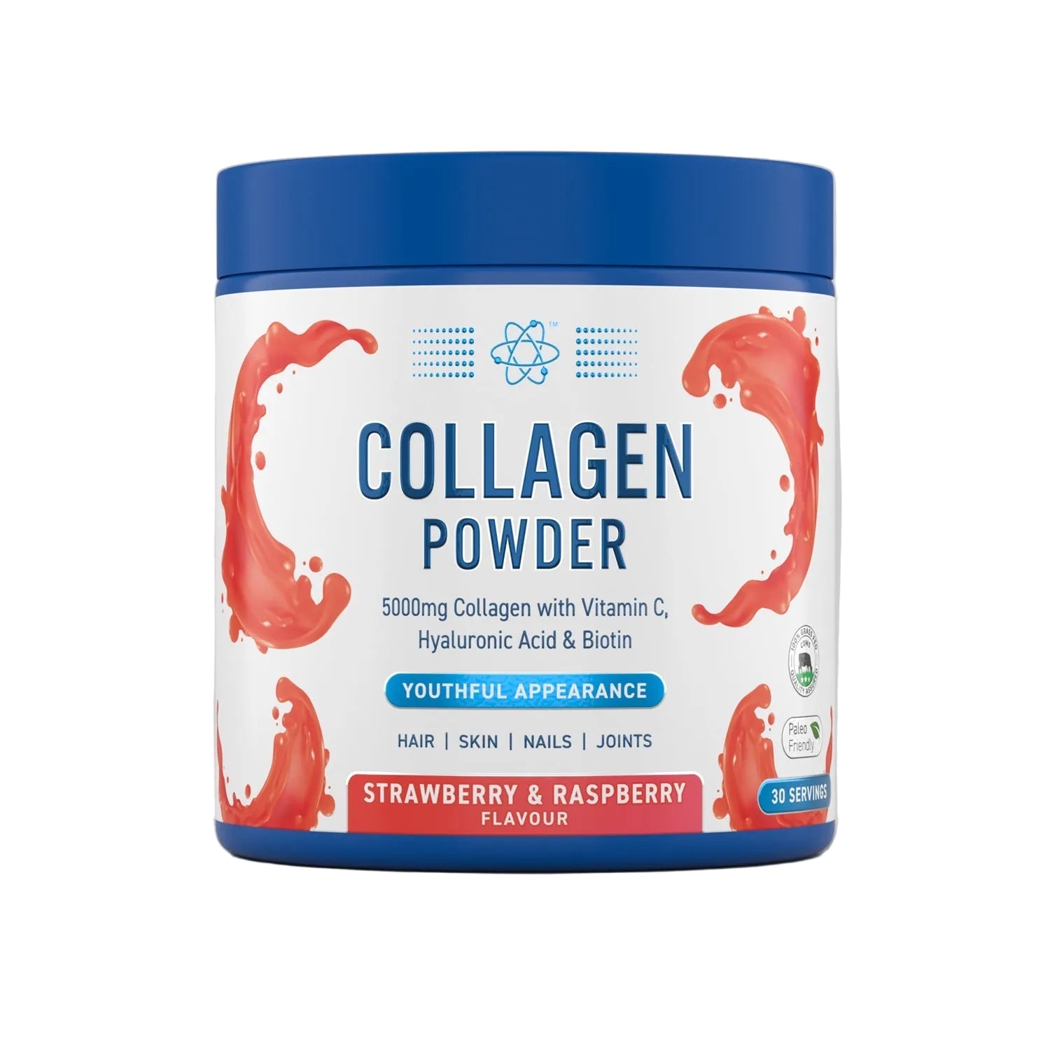 Applied Nutrition Collagen Powder 165g Strawberry Raspberry beauty supplement container