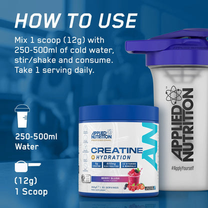 Creatine Hydration Professional supplement how to use directions and mixing instructions