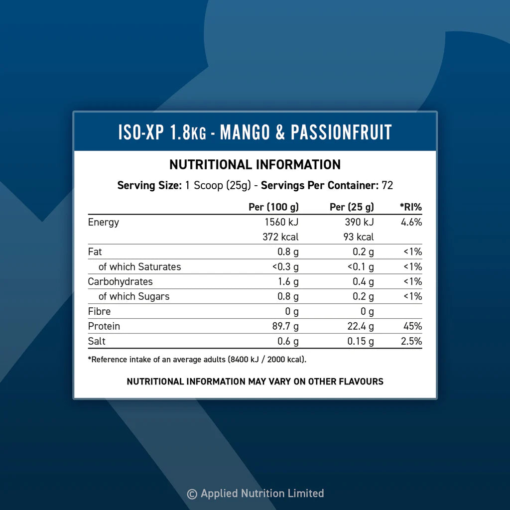 Applied Nutrition ISO-XP Whey Protein Isolate 1.8kg tub, low-fat high-protein isolate for lean muscle growth