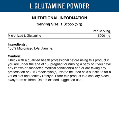 Applied Nutrition L-Glutamine 250g powder tub, unflavoured glutamine supplement for post-workout recovery