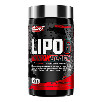 Nutrex Lipo 6 Black 120 black capsules front view thermogenic fat burner supplement bottle