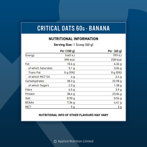 Applied Nutrition Critical Oats Protein Porridge Pot 60g Banana flavour, ready-to-make protein breakfast pot