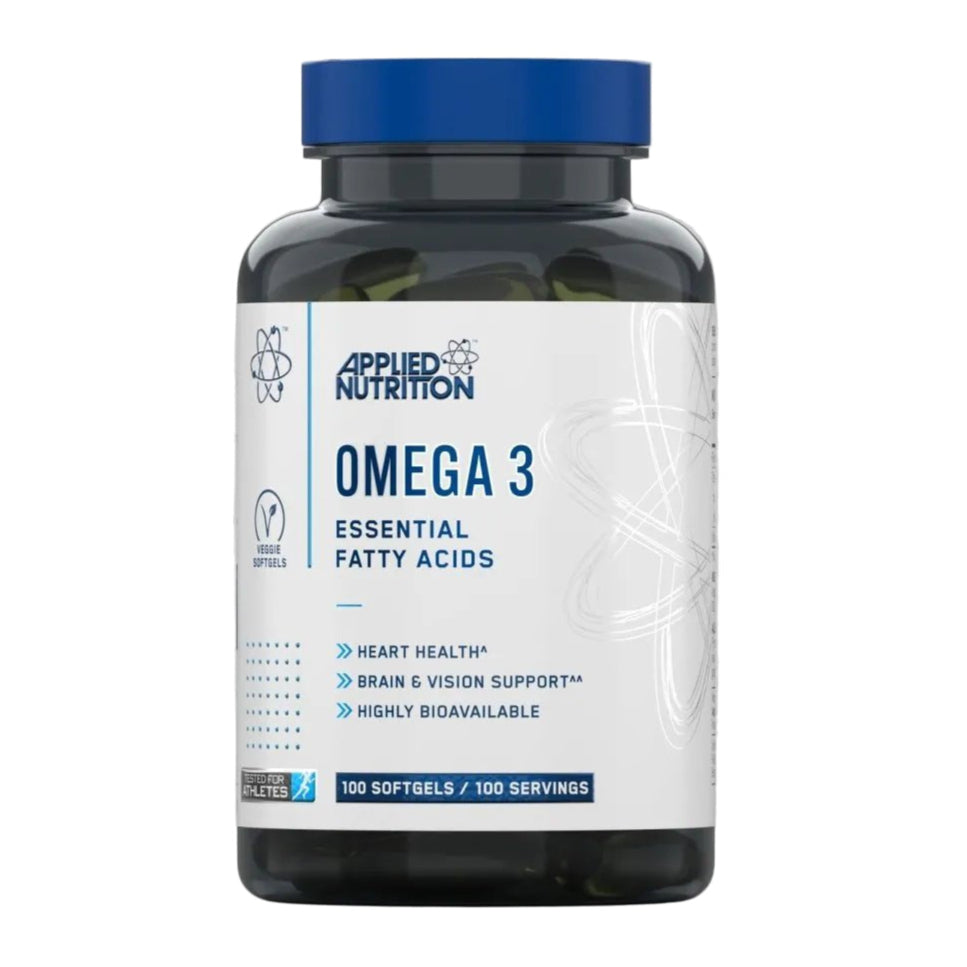 Applied Nutrition Omega-3 100 softgels fish oil supplement bottle front packaging view