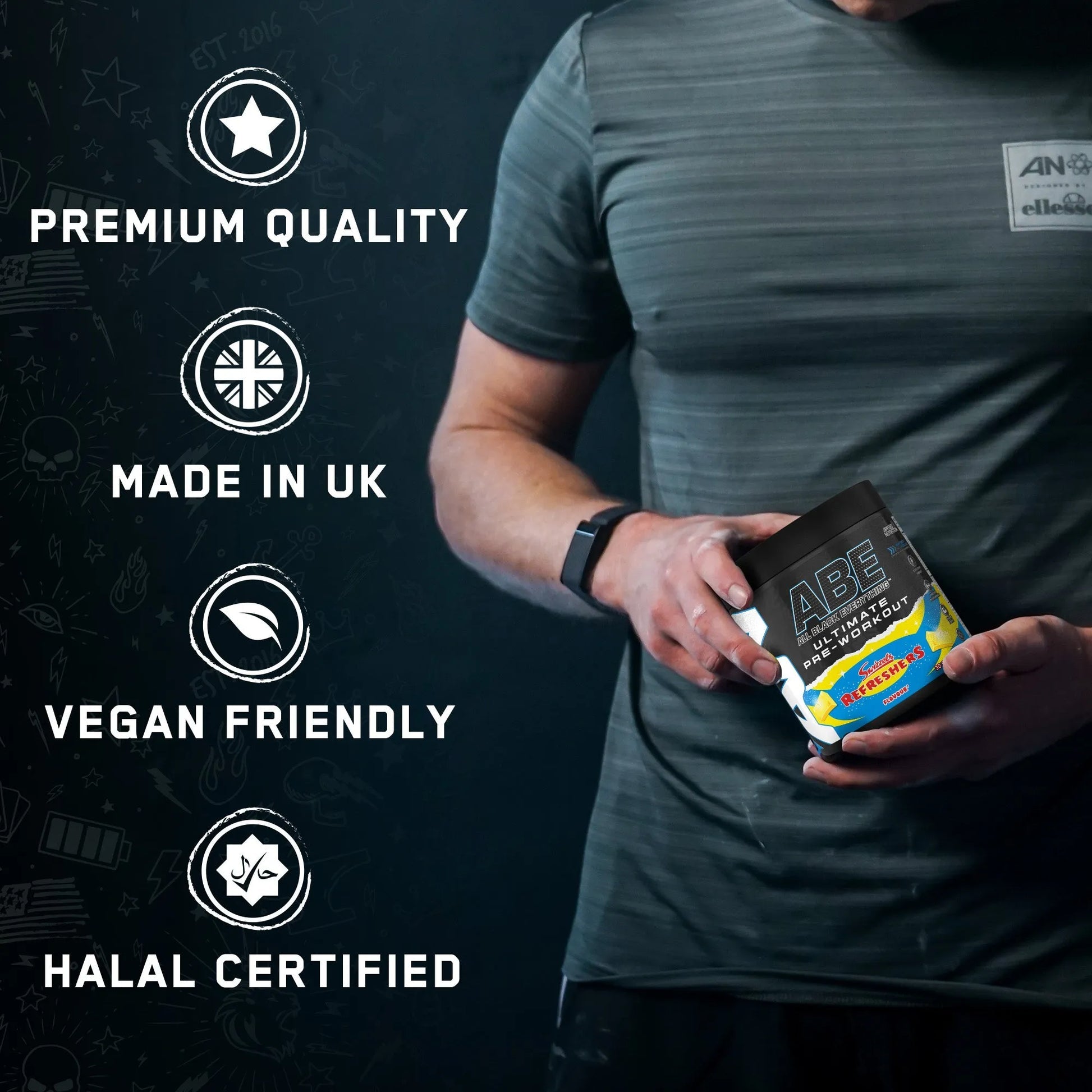 Applied Nutrition ABE Ultimate Pre-Workout supplement facts panel showing active ingredients list
