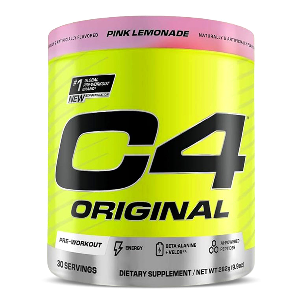 C4 Original Pre-Workout 282g lifestyle fitness training shot showing pre-workout supplement use