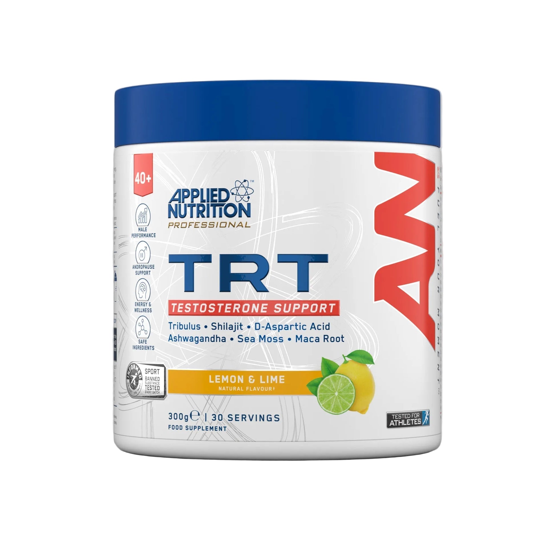 Applied Nutrition TRT Professional 300g Lemon Lime flavour testosterone support powder tub