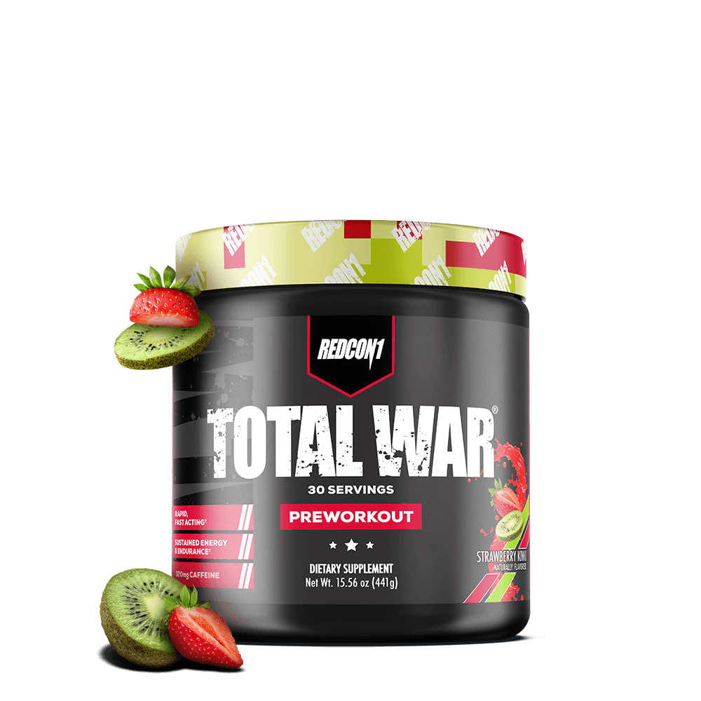 Redcon1 Total War Pre-Workout Strawberry Kiwi flavor 30 servings container front view