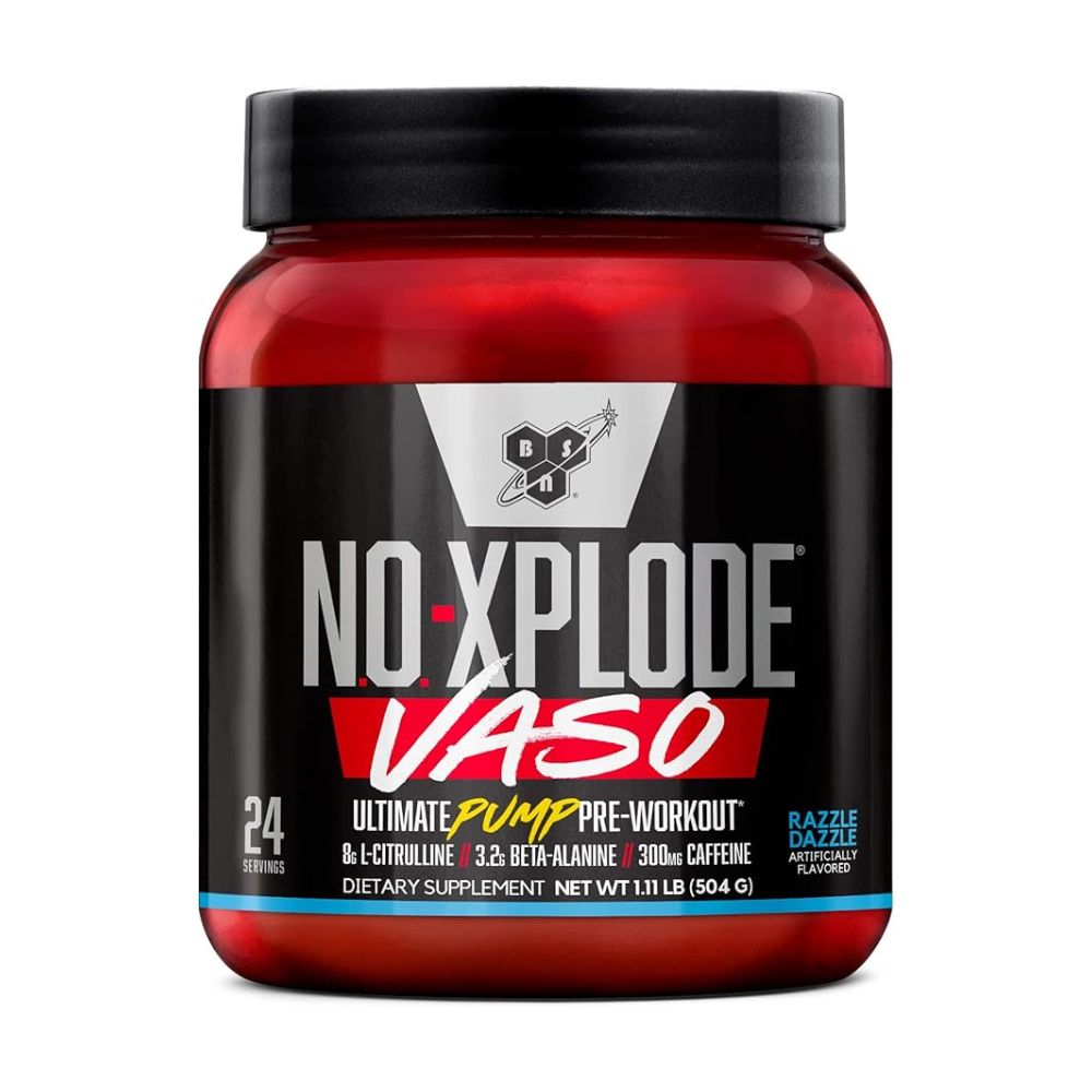 BSN NO-Xplode Vaso Pump pre-workout supplement alternate product display lifestyle packaging