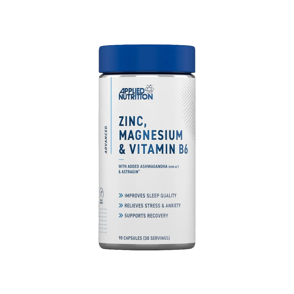 Applied Nutrition ZMA Zinc Magnesium Vitamin B6 with Ashwagandha capsules front product view