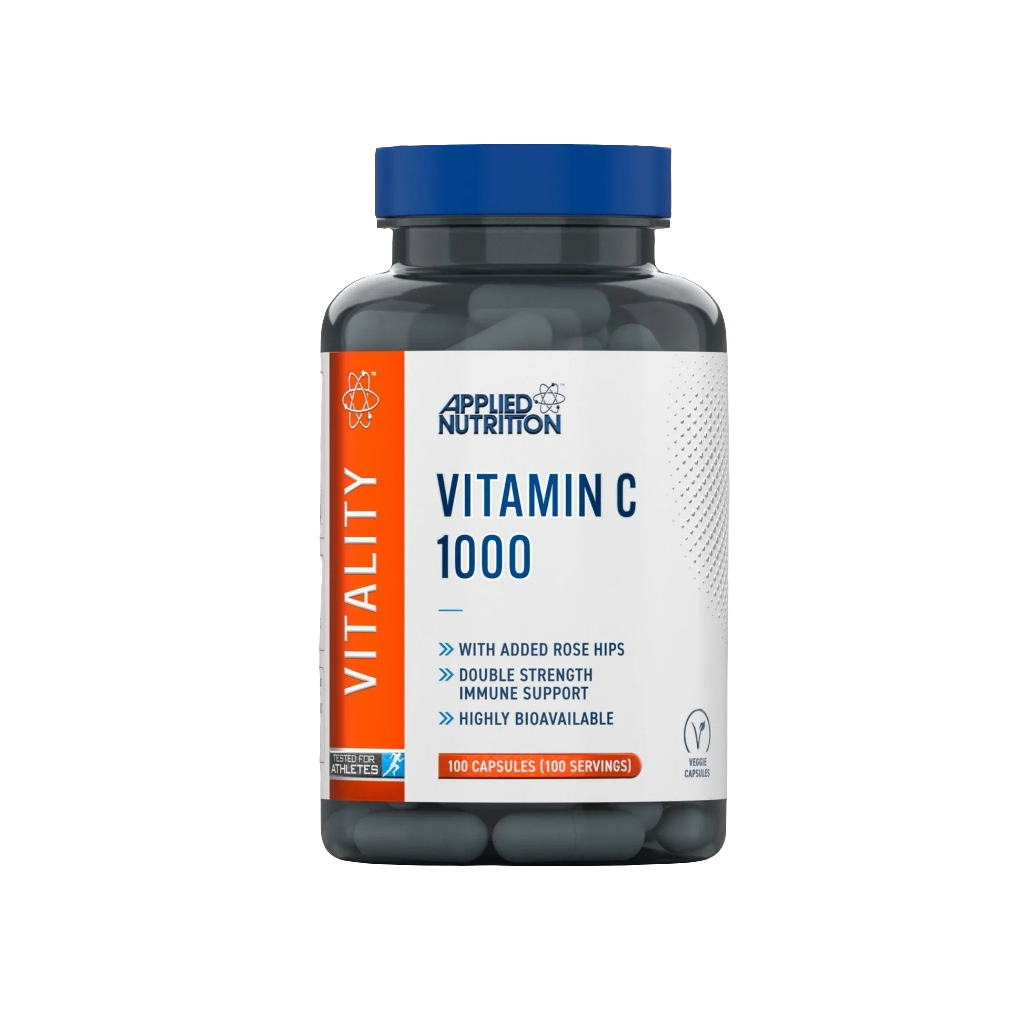Applied Nutrition Vitamin C 1000mg Capsules front packaging, high-strength immune support antioxidant supplement